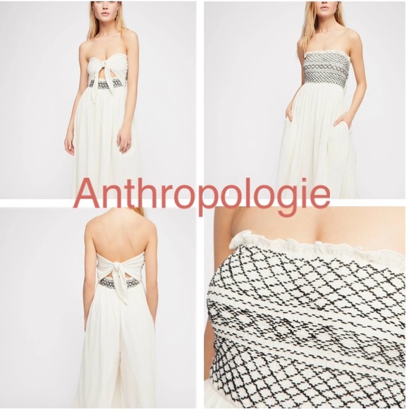 New sz S Carmen convertible one-piece smocked bandeau luxury jumpsuit - Picture 3 of 16